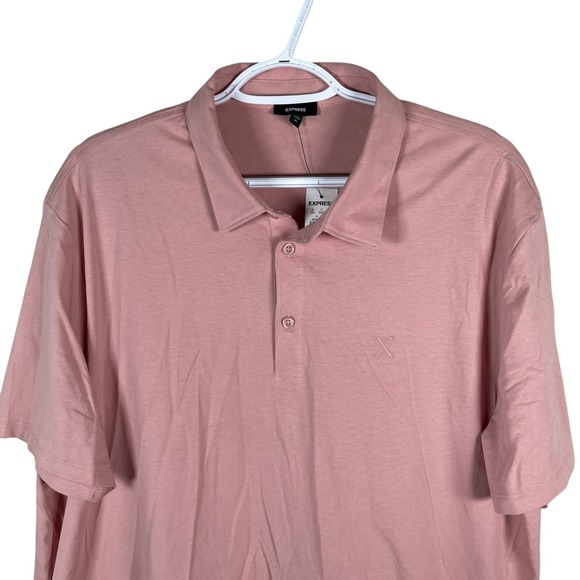 New Express Polo Shirt Mens XL Pink Short Sleeve Cotton Soft Embroidered - Picture 1 of 7
